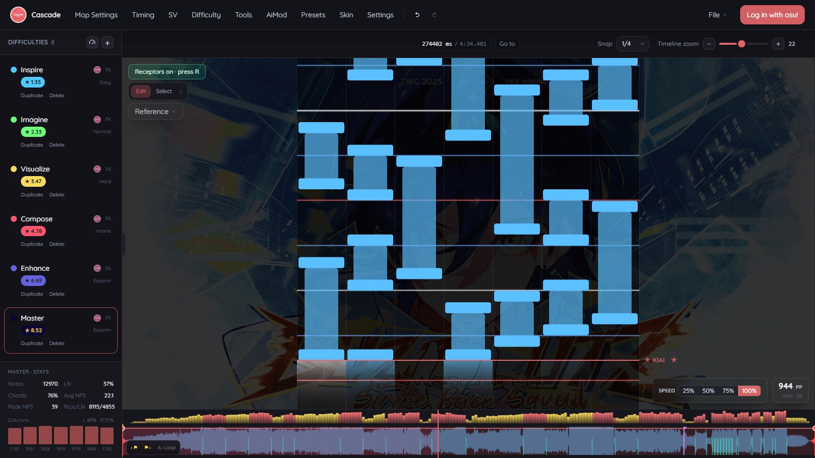 The Cascade editor with a 7K map loaded